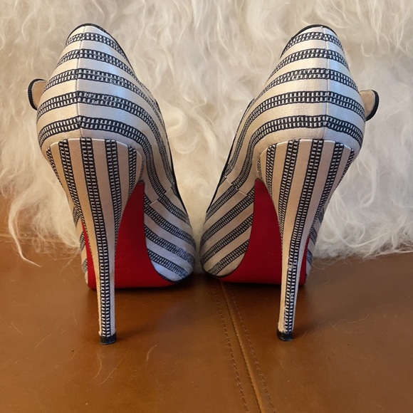 Christian Louboutin Black and White Pinstripe Mary Janes, Size 37 (runs small) - Picture 9 of 15